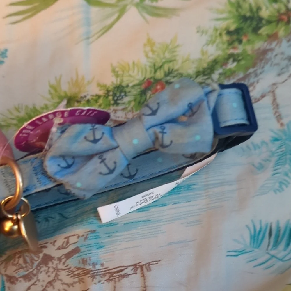 Anchor Print Bow Tie Cat Collar For Large Cats. New. Cute!